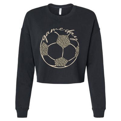 Soccer Game Day Women Leopard Cheetah Print Soccer Fan Cropped Pullover Crew