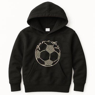 Soccer Game Day Women Leopard Cheetah Print Soccer Fan Kids Hoodie