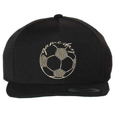 Soccer Game Day Women Leopard Cheetah Print Soccer Fan Wool Snapback Cap