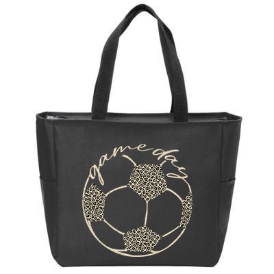 Soccer Game Day Women Leopard Cheetah Print Soccer Fan Zip Tote Bag