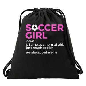 Soccer Girl Definition Drawstring Bag