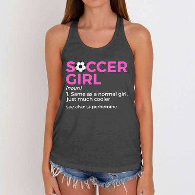 Soccer Girl Definition Women's Knotted Racerback Tank