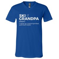 Ski Grandpa Definition Funny Skiing For Skiers Gift V-Neck T-Shirt