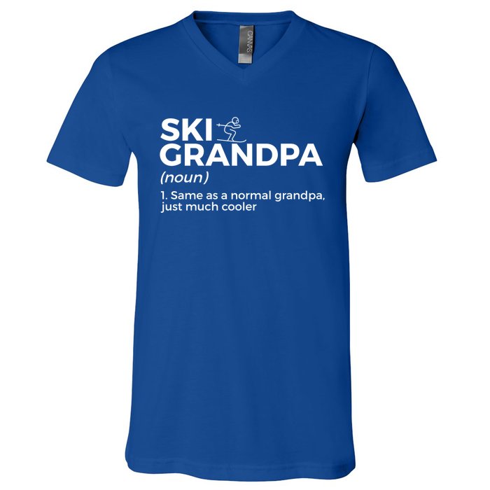 Ski Grandpa Definition Funny Skiing For Skiers Gift V-Neck T-Shirt