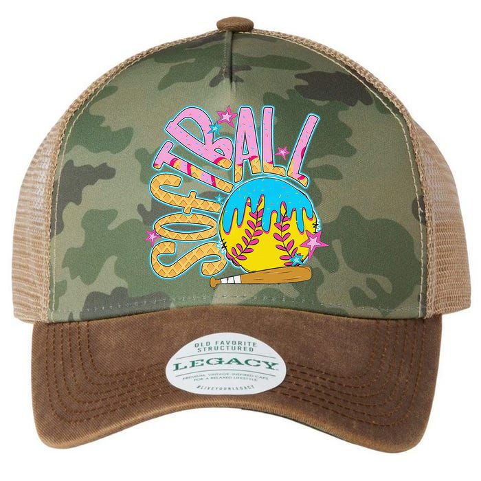 Softball Game Day Drip Ice Cream Drip Softball Legacy Tie Dye Trucker Hat