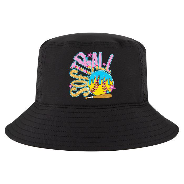 Softball Game Day Drip Ice Cream Drip Softball Cool Comfort Performance Bucket Hat