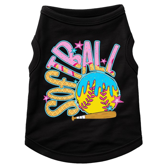 Softball Game Day Drip Ice Cream Drip Softball Doggie Tank
