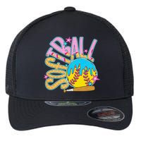 Softball Game Day Drip Ice Cream Drip Softball Flexfit Unipanel Trucker Cap