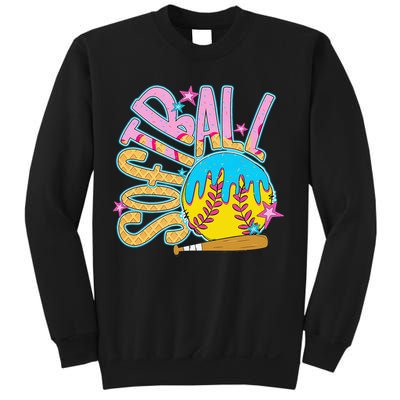 Softball Game Day Drip Ice Cream Drip Softball Sweatshirt