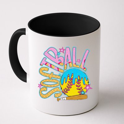 Softball Game Day Drip Ice Cream Drip Softball Mug