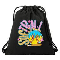 Softball Game Day Drip Ice Cream Drip Softball Drawstring Bag