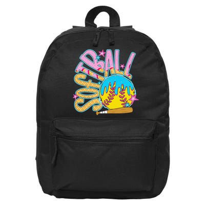 Softball Game Day Drip Ice Cream Drip Softball 16 in Basic Backpack