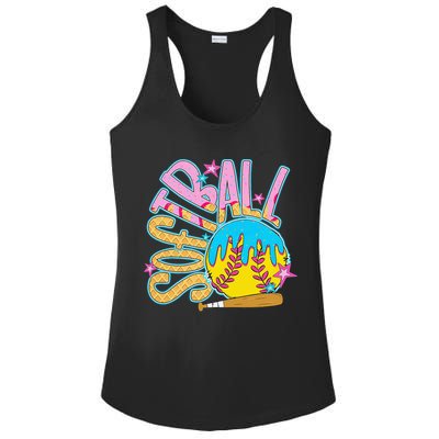 Softball Game Day Drip Ice Cream Drip Softball Ladies PosiCharge Competitor Racerback Tank