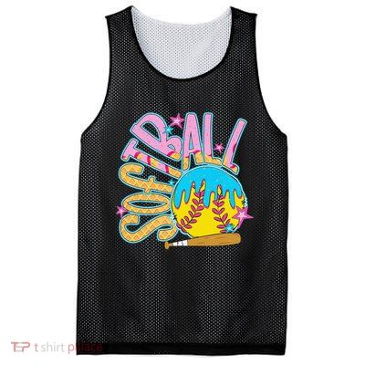 Softball Game Day Drip Ice Cream Drip Softball Mesh Reversible Basketball Jersey Tank