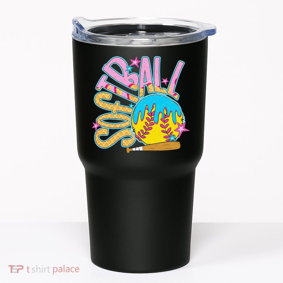 Softball Game Day Drip Ice Cream Drip Softball Tumbler