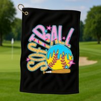 Softball Game Day Drip Ice Cream Drip Softball Golf Towel