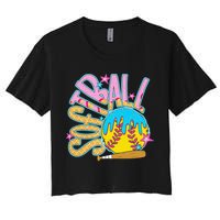 Softball Game Day Drip Ice Cream Drip Softball Women's Crop Top Tee