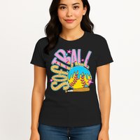 Softball Game Day Drip Ice Cream Drip Softball Womens T-Shirt