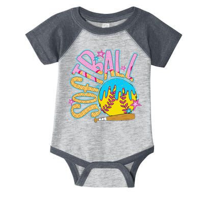 Softball Game Day Drip Ice Cream Drip Softball Infant Baby Jersey Bodysuit