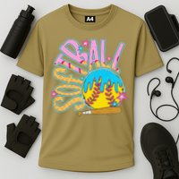 Softball Game Day Drip Ice Cream Drip Softball Cooling Performance Crew T-Shirt