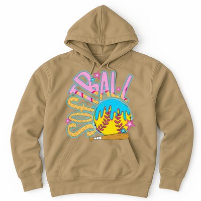 Softball Game Day Drip Ice Cream Drip Softball Hoodie