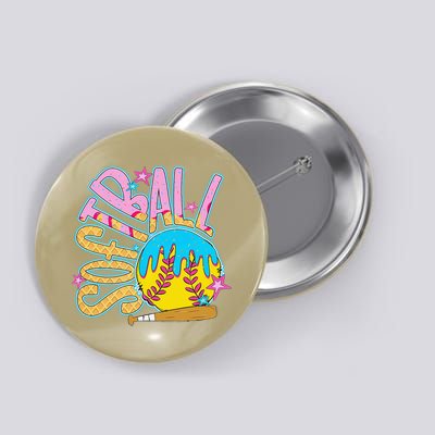 Softball Game Day Drip Ice Cream Drip Softball Button