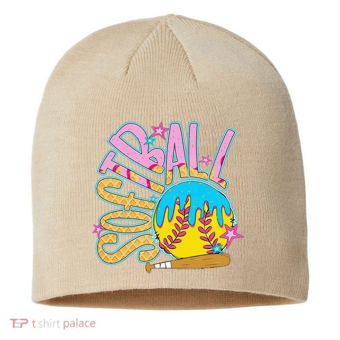 Softball Game Day Drip Ice Cream Drip Softball Sustainable Beanie
