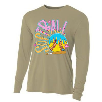 Softball Game Day Drip Ice Cream Drip Softball Cooling Performance Long Sleeve Crew