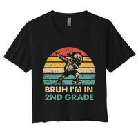 Second Grade Dabbing Boy Bruh IM In 2nd Grade Students = Women's Crop Top Tee