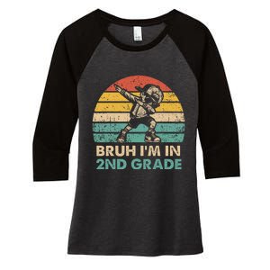 Second Grade Dabbing Boy Bruh IM In 2nd Grade Students = Women's Tri-Blend 3/4-Sleeve Raglan Shirt