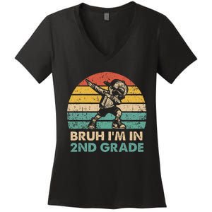 Second Grade Dabbing Boy Bruh IM In 2nd Grade Students = Women's V-Neck T-Shirt