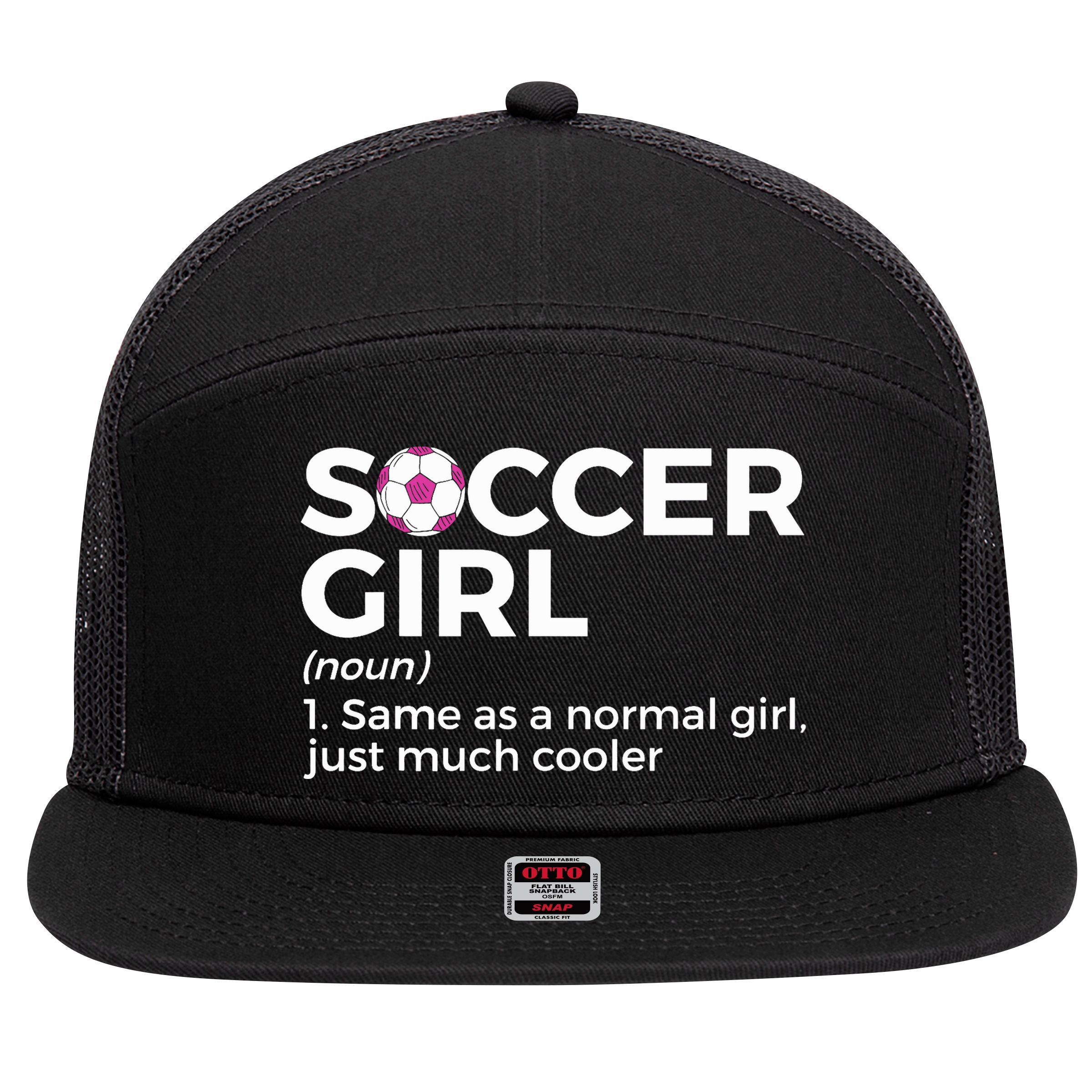 Soccer Girl Definition 7 Panel Mesh Trucker Snapback Hat