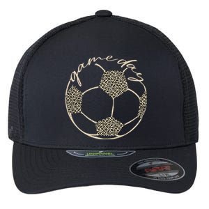 Soccer Game Day Women Leopard Cheetah Print Soccer Fan Flexfit Unipanel Trucker Cap