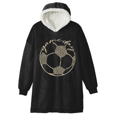 Soccer Game Day Women Leopard Cheetah Print Soccer Fan Hooded Wearable Blanket