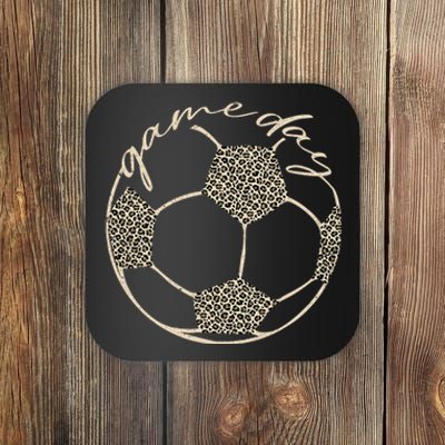 Soccer Game Day Women Leopard Cheetah Print Soccer Fan Coaster