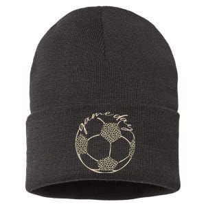 Soccer Game Day Women Leopard Cheetah Print Soccer Fan Sustainable Knit Beanie