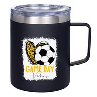 Soccer Game Day Vibes Leopard Soccer Mom Game Day 12oz Stainless Steel Coffee Mug