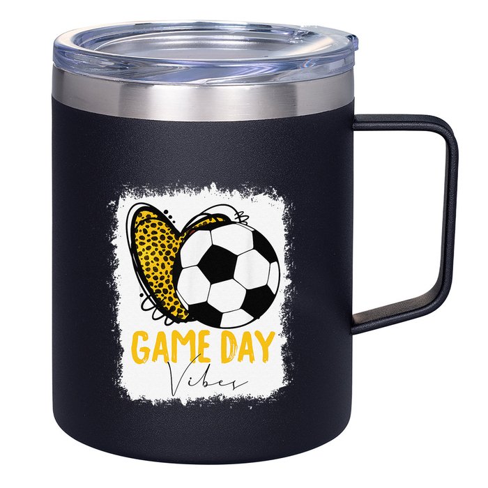 Soccer Game Day Vibes Leopard Soccer Mom Game Day 12oz Stainless Steel Coffee Mug