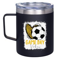 Soccer Game Day Vibes Leopard Soccer Mom Game Day 12oz Stainless Steel Coffee Mug