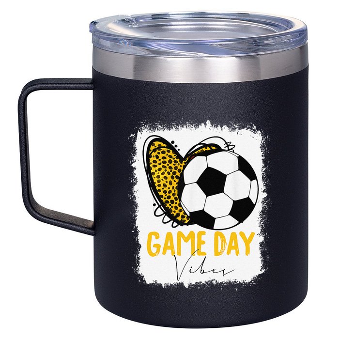 Soccer Game Day Vibes Leopard Soccer Mom Game Day 12oz Stainless Steel Coffee Mug
