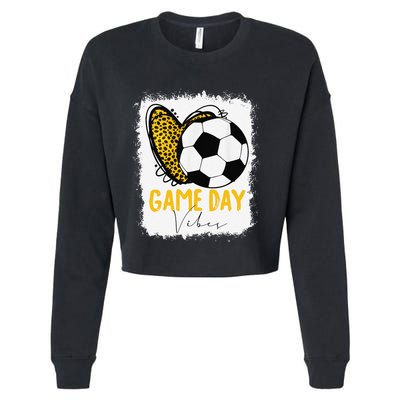 Soccer Game Day Vibes Leopard Soccer Mom Game Day Cropped Pullover Crew