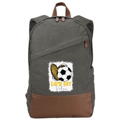 Soccer Game Day Vibes Leopard Soccer Mom Game Day Cotton Canvas Backpack