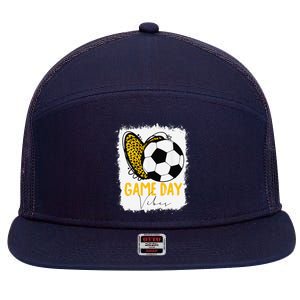 Soccer Game Day Vibes Leopard Soccer Mom Game Day 7 Panel Mesh Trucker Snapback Hat