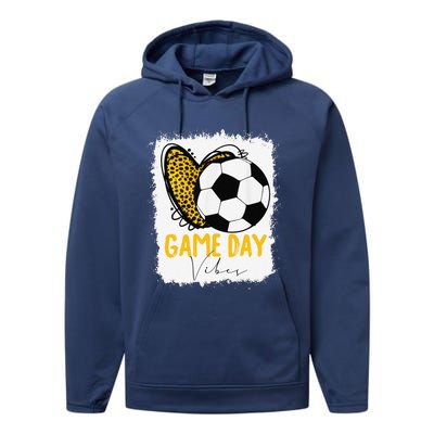 Soccer Game Day Vibes Leopard Soccer Mom Game Day Performance Fleece Hoodie