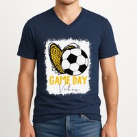 Soccer Game Day Vibes Leopard Soccer Mom Game Day V-Neck T-Shirt