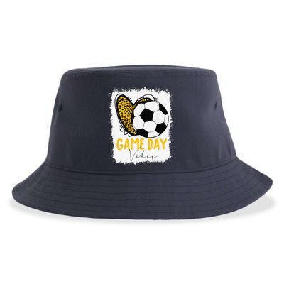 Soccer Game Day Vibes Leopard Soccer Mom Game Day Sustainable Bucket Hat