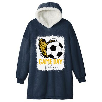 Soccer Game Day Vibes Leopard Soccer Mom Game Day Hooded Wearable Blanket