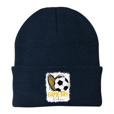 Soccer Game Day Vibes Leopard Soccer Mom Game Day Knit Cap Winter Beanie