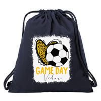 Soccer Game Day Vibes Leopard Soccer Mom Game Day Drawstring Bag