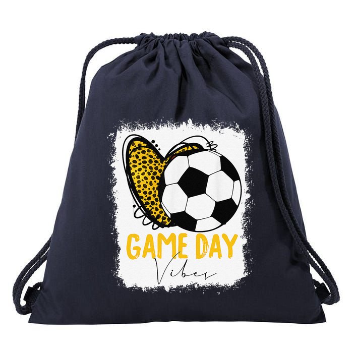 Soccer Game Day Vibes Leopard Soccer Mom Game Day Drawstring Bag